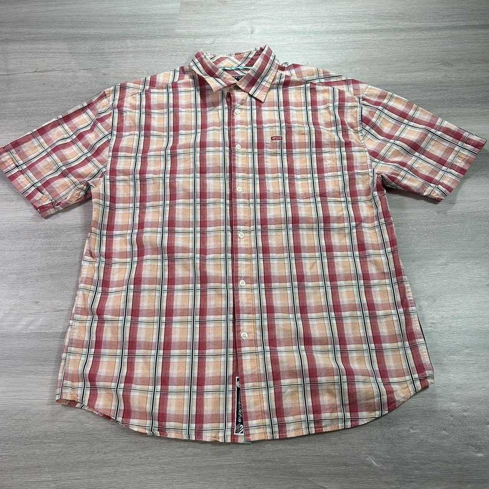 Enyce Shirt Mens XL Red Plaid Short Sleeve Button‎ Up Hip Hop Y2K